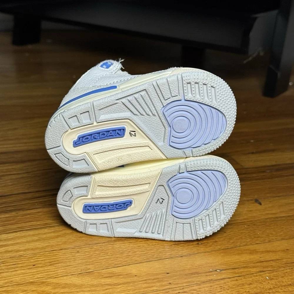 Nike Air Jordan 3 Retro Lucky Shorts White Blue DM0968-101 Toddler Baby Size 4C